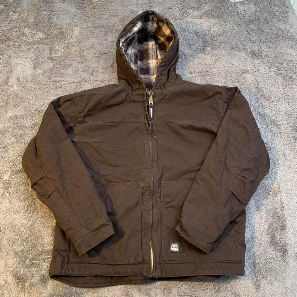 Brown Carhartt Like Blanket‎ lined Workwear hooded jacket